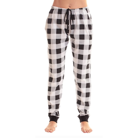 Mohiass Buffalo Plaid Sleep Pants for Women Drawstring Cuffed Bottoms Jogger Casual Loungewear Pant with Pockets Gray 2XL