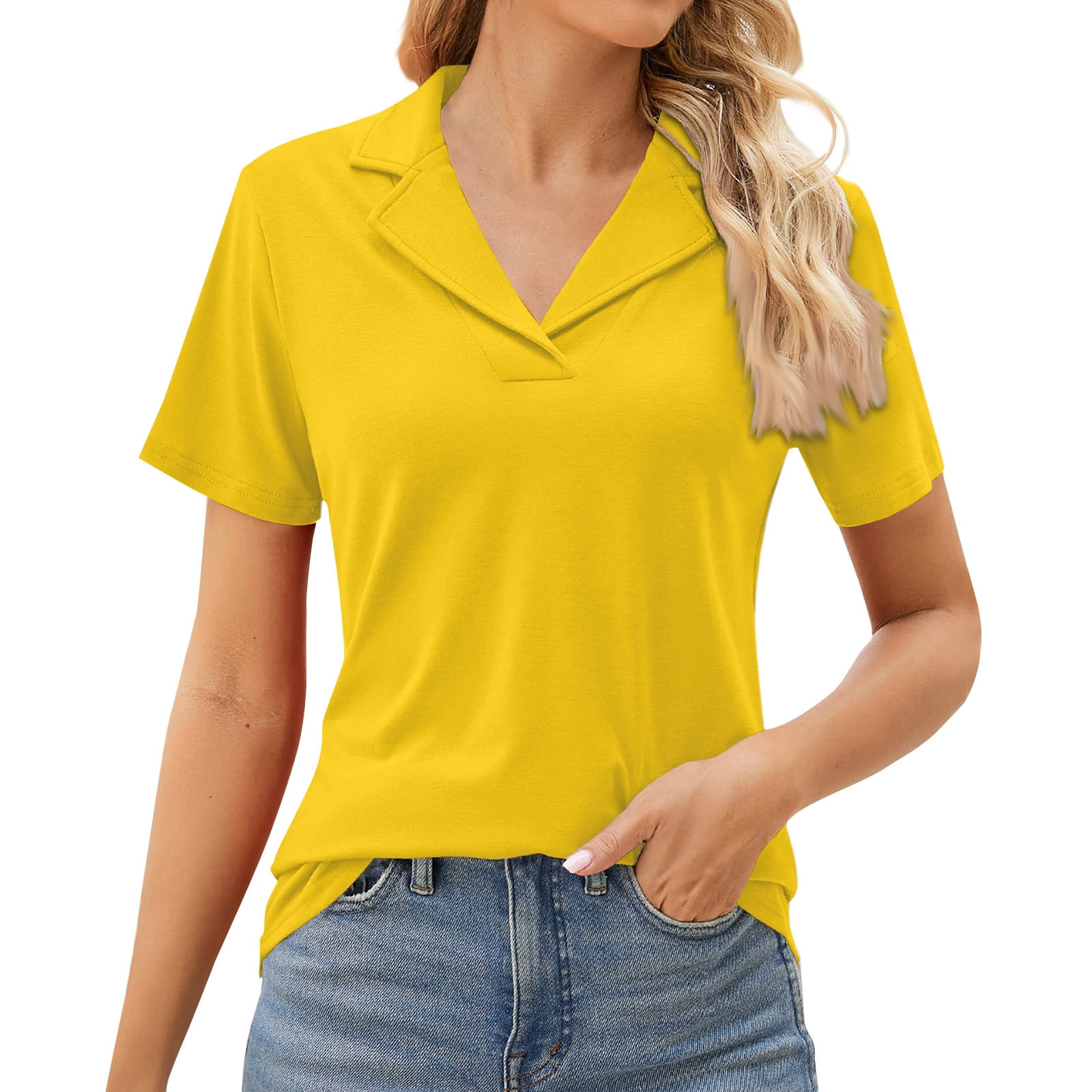 Mohiass Women's Business Polo Shirts Short Sleeve V Neck Mohiass Women's Business Polo Shirts Short Sleeve V Neck