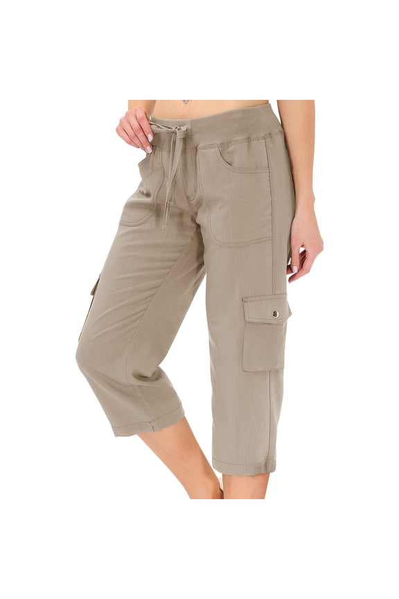 Women's Cargo Capris Hiking Lightweight Quick Dry Summer Outdoor Casual Travel Pants with Pockets Khaki S