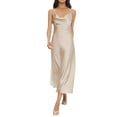 thumbnail image 1 of Mohiass Women's Spaghetti Strap Midi Satin Silk Dresses Slip Cowl Neck Party Cocktail Evening Dress Beige M, 1 of 7