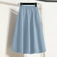thumbnail image 1 of Mohiass Women's Summer Casual Elastic Waist Button Front Work Midi Denim A Line Skirt Light Blue 2XL, 1 of 4