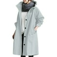 thumbnail image 1 of Mohiass Women's Trench Jackets Loose Winter Hooded Oversized Elegant Windbreaker Comfortable Jacket Plus Size Coat Outwear Light Blue 4XL, 1 of 4