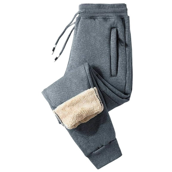 Mohiass Women's Winter Warm Fleece Lined Joggers Pants Sherpa Thermal Athletic Sweatpants Casual with Pockets Light Gray L