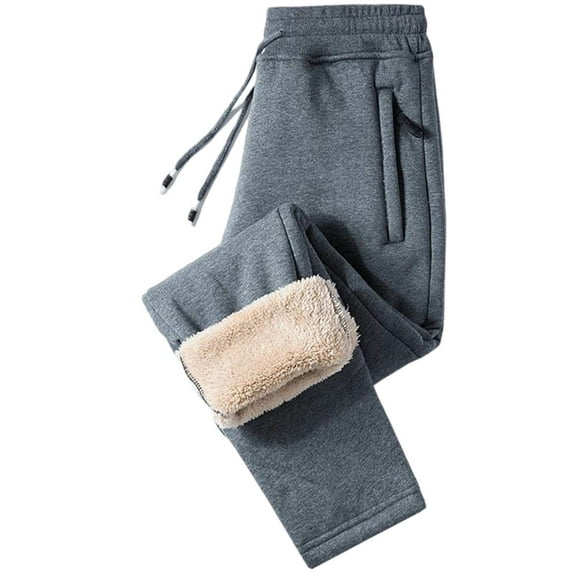 Mohiass Women's Winter Warm Sherpa Fleece Lined Athletic Sweatpants Casual Heavyweight Jogger Pants with Zipper Pockets Gray XL