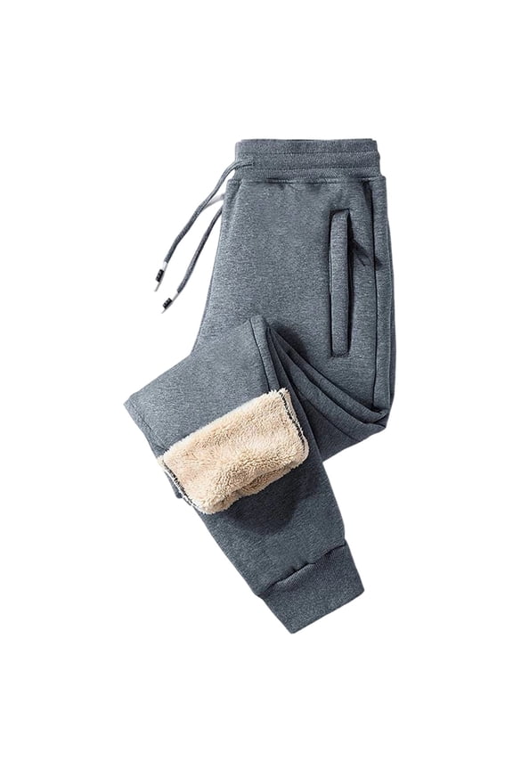 Women's Winter Warm Sherpa Fleece Lined Athletic Sweatpants Casual Heavyweight Jogger Pants with Zipper Pockets Light Gray M