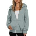 thumbnail image 1 of Mohiass Women's Zip Up Hoodies Casual Long Sleeve Hooded Sweatshirts with Pockets Light Green S, 1 of 8