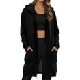 thumbnail image 1 of Mohiass Women's Zip Up Hoodies Oversized Fleece Long Tunic Sweatshirts Casual Fall Jacket Coat with Pocket Black L, 1 of 6
