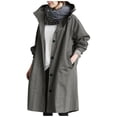 thumbnail image 1 of Mohiass Womens Anorak Rain Coat with Hood Waterproof Plus Size Long Rain Jacket Trench Coat Windbreaker for Women Dark Gray 3XL, 1 of 4