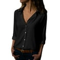 thumbnail image 1 of Mohiass Womens Button Down Shirts Long Sleeve Dressy Casual Blouses Button Up Collared Shirts Tops for Women Black 2XL, 1 of 5