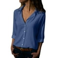 thumbnail image 1 of Mohiass Womens Button Down Shirts Long Sleeve Dressy Casual Blouses Button Up Collared Shirts Tops for Women Blue 3XL, 1 of 5