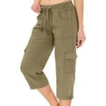 thumbnail image 1 of Mohiass Womens Capris with Pockets Loose Fit Casual Capri Pants Dressy Lightweight Ladies Baggy Cargo Pants for Hiking Army Green M, 1 of 4