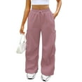 thumbnail image 1 of Mohiass Womens Cargo Sweatpants Baggy Fleece Wide Leg Sweat Pants Drawstring High Waisted Lounge Sweatpants with Pockets Watermelon Red XL, 1 of 8