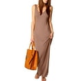 thumbnail image 1 of Mohiass Womens Cocktail Bodycon Sleeveless Slim Casual Tank Long Maxi Dress Beige 2XL, 1 of 4