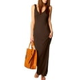 thumbnail image 1 of Mohiass Womens Cocktail Bodycon Sleeveless Slim Casual Tank Long Maxi Dress Coffee L, 1 of 5