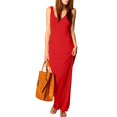 thumbnail image 1 of Mohiass Womens Cocktail Bodycon Sleeveless Slim Casual Tank Long Maxi Dress Red 3XL, 1 of 5