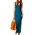 thumbnail image 1 of Mohiass Womens Cocktail Bodycon Sleeveless Slim Casual Tank Long Maxi Dress Turquoise S, 1 of 5