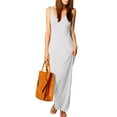 thumbnail image 1 of Mohiass Womens Cocktail Bodycon Sleeveless Slim Casual Tank Long Maxi Dress White XL, 1 of 4