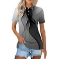 thumbnail image 1 of Mohiass Womens Cotton Polo Shirts Collared Short Sleeve 2024 Lapel Tops Summer Wicking Floral Print Dressy Lightweight Button Down Shirt Gray L, 1 of 4