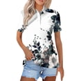 thumbnail image 1 of Mohiass Womens Cotton Polo Shirts Collared Short Sleeve 2024 Lapel Tops Summer Wicking Floral Print Dressy Lightweight Button Down Shirt White M, 1 of 5