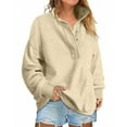 thumbnail image 1 of Mohiass Oversized Hoodies for Women Stand Collar Casual Pullover Lightweight Long Sleeve Sweatshirts Fall Winter Clothes Beige M, 1 of 4