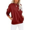 thumbnail image 1 of Mohiass Womens Long Sleeves Sweatshirts No Hood Casual Loose Fit Crewneck Basic Tops Lightweight Tunic Pullover with Pocket Red XL, 1 of 5