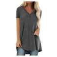 thumbnail image 1 of Mohiass Womens Long Tunics or Tops to Wear with Leggings Short Sleeve Blouses Shirts Gray XL, 1 of 5