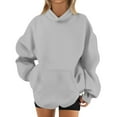 thumbnail image 1 of Mohiass Womens Oversized Hoodies Long Sleeve Plain Basic Fleece Sweatshirts 2025 Fall Winter Pullover Tops with Pocket Light Gray M, 1 of 5