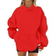 thumbnail image 1 of Mohiass Womens Oversized Hoodies Long Sleeve Plain Basic Fleece Sweatshirts 2025 Fall Winter Pullover Tops with Pocket Red 2XL, 1 of 5