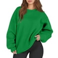 thumbnail image 1 of Mohiass Womens Oversized Sweatshirts Crewneck Long Sleeve Tops Fleece Pullover Fall Fashion Clothes with Pocket Green 3XL, 1 of 4