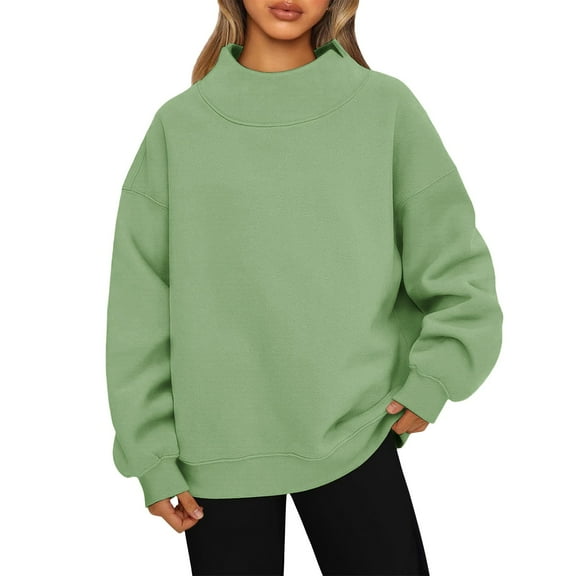 Mohiass Womens Oversized Sweatshirts Turtleneck Pullover Long Sleeve Hoodies Tops Fall Fashion Outfits 2025 Clothes Green S
