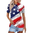 thumbnail image 1 of Mohiass Womens Patriotic Collared Polo Shirts Cotton Wicking Independence Day American Flag Lapel Tops Short Sleeve Stars Striped Summer Button Down Shirt Dark Blue 2XL, 1 of 4