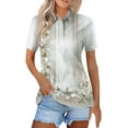 thumbnail image 1 of Mohiass Womens Polo Shirts Floral Wicking Oversized Tshirts Lapel Collared Beach Shirts Button Up Dressy Tops and Blouses White L, 1 of 4