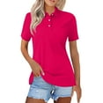 thumbnail image 1 of Mohiass Womens Polo Shirts Short Sleeve Button Up Wicking Tshirts Shirts Collared Lapel Shirts Dressy Casual Solid Color Blouses Dressy Hot Pink 3XL, 1 of 4
