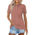 thumbnail image 1 of Mohiass Womens Collared Polo Shirts Cotton Wicking Casual Lapel Tops Lightweight Short Sleeve Solid Color Dressy Summer Button Down Shirt Watermelon Red XL, 1 of 4