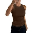 thumbnail image 1 of Mohiass Womens Sleeveless Racerback High Neck Casual Basic Cotton Ribbed Fitted Tank Top Coffee XL, 1 of 6