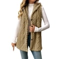thumbnail image 1 of Mohiass Women Sleeveless Sherpa Outerwear Vests Long Button Down Fleece Lined Hooded Jackets Soft Comfy Fuzzy Sweater Vests Camel M, 1 of 6