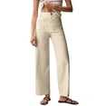thumbnail image 1 of Mohiass Womens Stretch Twill Pants Casual High Waisted Wide Leg Cropped Pants Straight Leg Ankle Chino Pant with Patch Pockets Beige XS, 1 of 9