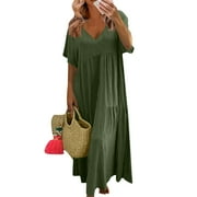 green emerald velvet dress Mary M: Olive Green Maxi Flowy Dress main image 0