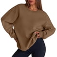 thumbnail image 1 of Mohiass Womens Sweatshirt Oversized Crewneck Fleece Pullover Sweatshirts Y2k Fall Long Sleeve Tops Brown 2XL, 1 of 4