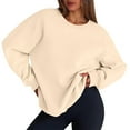 thumbnail image 1 of Mohiass Womens Sweatshirt Oversized Crewneck Fleece Pullover Sweatshirts Y2k Fall Long Sleeve Tops Khaki L, 1 of 4