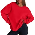 thumbnail image 1 of Mohiass Womens Sweatshirt Oversized Crewneck Fleece Pullover Sweatshirts Y2k Fall Long Sleeve Tops Red XL, 1 of 4
