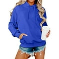 thumbnail image 1 of Mohiass Womens Sweatshirt Soft Pullover Comfy Oversized Hooded Crew Neck Plain Hoodie Fall Fashion Winter Clothes Blue 2XL, 1 of 4