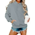 thumbnail image 1 of Mohiass Womens Sweatshirt Soft Pullover Comfy Oversized Hooded Crew Neck Plain Hoodie Fall Fashion Winter Clothes Light Gray M, 1 of 4