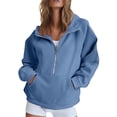 thumbnail image 1 of Mohiass Womens Sweatshirts Half Zip Pullover Fleece Quarter Zipper Hoodies 2025 Fall Fashion Clothes Light Blue 2XL, 1 of 7