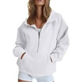 thumbnail image 1 of Mohiass Womens Sweatshirts Half Zip Pullover Fleece Quarter Zipper Hoodies 2025 Fall Fashion Clothes Light Gray XL, 1 of 7