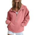 thumbnail image 1 of Mohiass Womens Sweatshirts Half Zip Pullover Fleece Quarter Zipper Hoodies 2025 Fall Fashion Clothes Pink S, 1 of 7