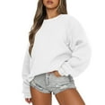 thumbnail image 1 of Mohiass Womens Sweatshirts Oversized Crewneck Fleece Pullover Hoodies Trendy Cute Long Sleeve Drop Shoulder Sweater Tops White L, 1 of 5