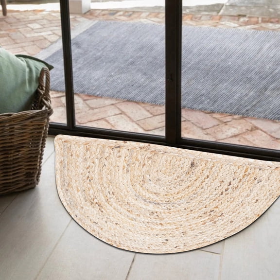 Mohil Decor Hand Woven Jute Braided Rug, 15x24 Inches - Natural, Reversible Farmhouse Accent Rugs for Living Room, Kitchen, Bedroom - 15x24 Inches