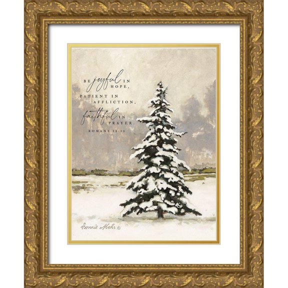 Mohr, Bonnie 19x24 Gold Ornate Wood Framed with Double Matting Museum Art Print Titled - Snow Strong