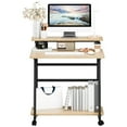 thumbnail image 1 of Mohsoe 3-Tier Mobile Computer Desk with Monitor Stand,Locking 360° Caster Wheels,Adjustable Height (Black), 1 of 10